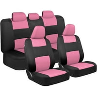 Easy Install with Two-Tone Accent Front and Rear Split Bench Protection Universal Fit for Auto Truck Van SUV BDK PolyPro Car Seat Covers Full Set in Beige on Black